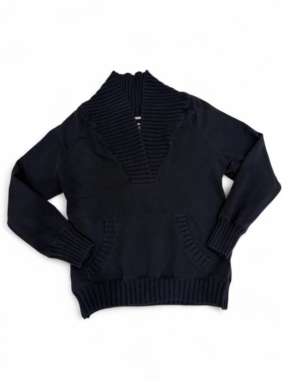 Old Navy Women's V-Neck Shawl Pullover Sweater - Navy kangaroo pocket